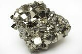 Shiny, Cubic Pyrite Crystal Cluster with Quartz - Peru #213638-1